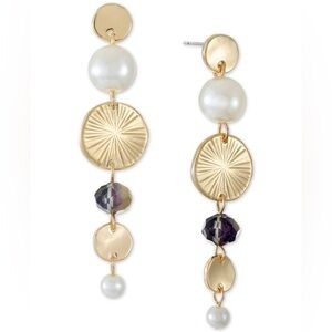 Style & Co. Gold and Pearl Dangle Earrings